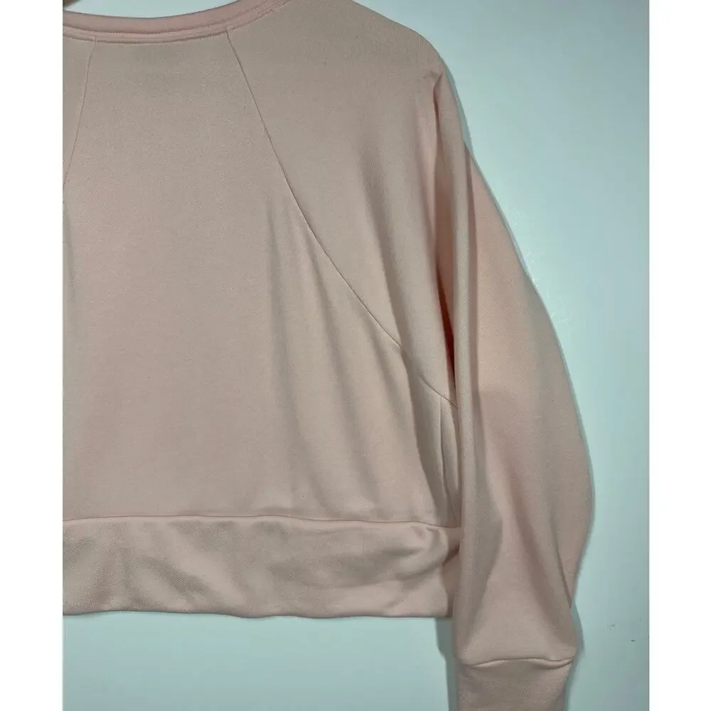 Nike Women's Center Swoosh Crop Crew Neck Sweatshirt Long Sleeves Pink Size M